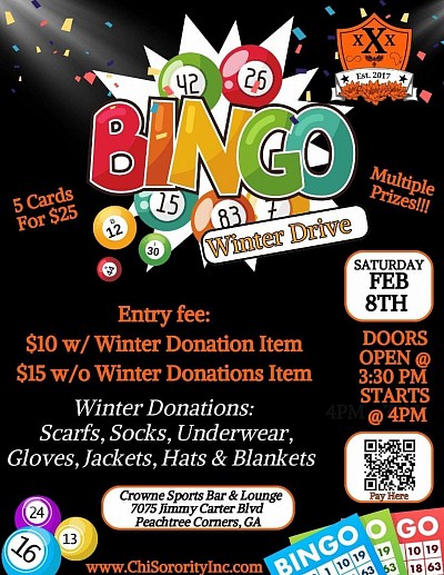 Chi Chi Chi Sorority Inc. Winter Drive Bingo Fundraiser